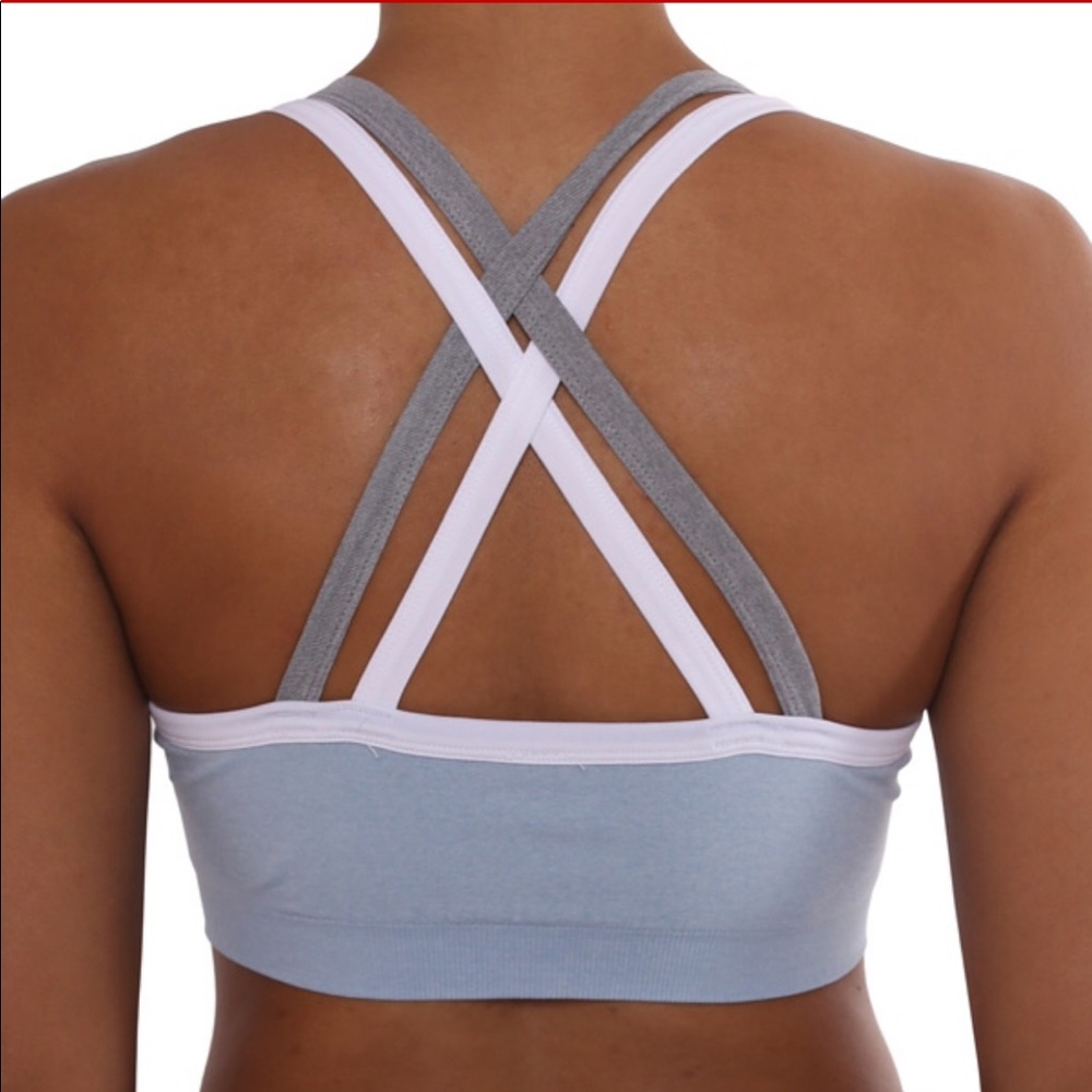 Athletic Cross Back Yoga Workout Sports Bra - Picture 2 of 5